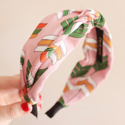 Botanical Twist Fabric Headband in Pink