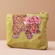Powder Climbing Leopard Print Velvet Pouch in Green