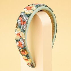 Powder Embellished Leopard Print Padded Headband