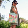 Powder Mint Green Country Garden Tote Bag Worn by Model