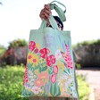 Model Holding Powder Mint Green Country Garden Tote Bag