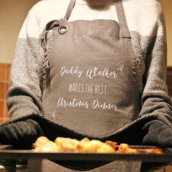 Personalised Grey Christmas Dinner Apron