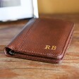Personalised Initials Brown Vegan Leather Wallet on Table