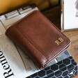 Brown Personalised Initials Vegan Leather Wallet on Books
