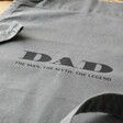 Close Up of Personalised The Legend Grey Apron