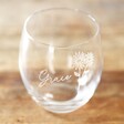 Empty Personalised Birth Flower Tumbler on Wooden Table