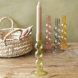 Brown Candle in Sass & Belle Bubble Candlestick Holder in OliveSass & Belle Bubble Candlestick Holder in Olive