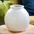 Sass & Belle Large Grooved Vase in Off White