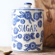 Sass & Belle Blue Willow Sugar Storage Jar on Counter