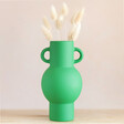 Sass & Belle Large Amphora Vase in Apple Green with bunny tail Flowers inside