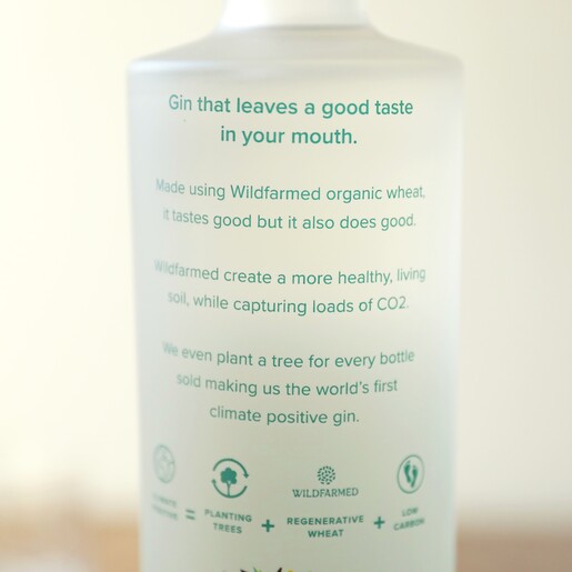 Back of Bottle of 70cl Sapling Gin