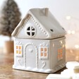 Gingerbread House Wax Melt Burner with Lit Candle