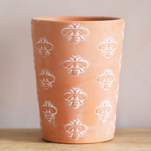 Bee Terracotta Plant Pot Empty on Table
