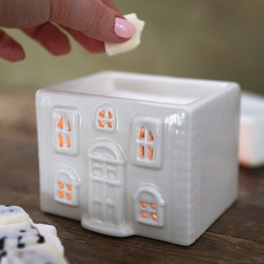 White Ceramic House Wax Melt Burner Lisa Angel