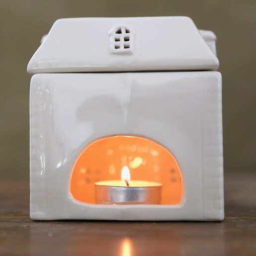 White Ceramic House Wax Melt Burner Lisa Angel