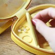 Secret Pocket Inside of Yellow Love Heart Travel Jewellery Case