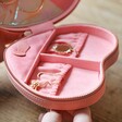 Inside of Pink Love Heart Travel Jewellery Case