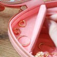 Secret Pocket Inside of Pink Love Heart Travel Jewellery Case