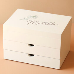 Personalised Birth Flower Jewellery Box with Drawers