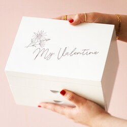 Personalised Birth Flower Valentine's Jewellery Box with Drawers