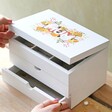Model Opening Personalised Bloom Jewellery Box with Drawers