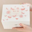 Model Holding Personalised Mother's Day Butterfly Jewellery Box with Drawers