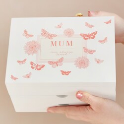 Personalised Mother's Day Bees and Butterflies Jewellery Box with Drawers