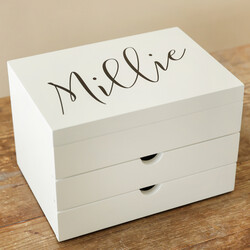 Personalised Triple Drawer Name Jewellery Box