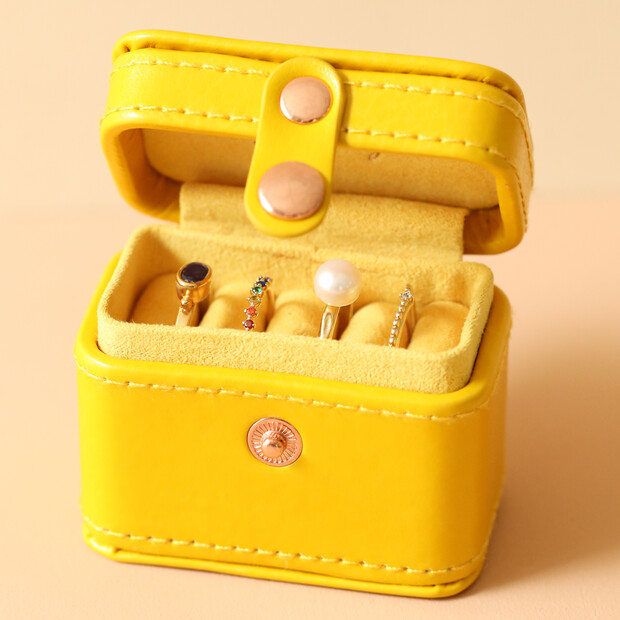 Petite Travel Ring Box in Mustard Petite Travel Ring Box in Mustard