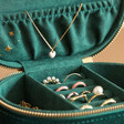 Gold Jewellery Inside Starry Night Velvet Oval Jewellery Case in Teal