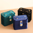 Starry Night Velvet Petite Travel Ring Box in Teal With Navy and Black Options