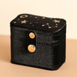 Starry Night Velvet Petite Travel Ring Box in Black Closed