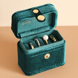 Starry Night Velvet Petite Travel Ring Box in Teal Filled With Gold Jewellery