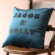 Personalised Bold Names Velvet Cushion on Chair