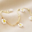 Close Up Beaded Daisy Satellite Chain Anklet in Gold on Fabric