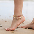 Millefiori Bead Anklet in Gold on Model