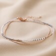 Lisa Angel Ladies' Layered Beaded Anklet in Grey and Rose Gold