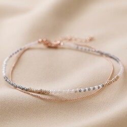 Beaded Wing Charm Bracelet in Rose Gold | Lisa Angel