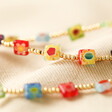 Close Up of Millefiori Bead Anklet in Gold
