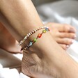 Miyuki Seed Bead and Freshwater Seed Pearl Anklet on Model with Millefiori Anklet
