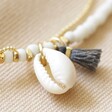 Close Up of Shell on White Beaded Shell Charm Anklet