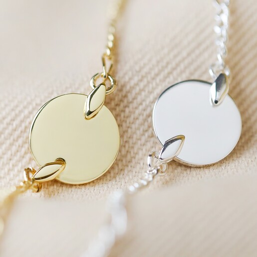 Disc and Figaro Chain Bracelet in Gold and Silver