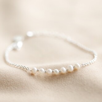 Freshwater Pearl Chain Bracelet in Silver