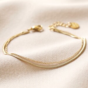 Gold Stainless Steel Double Snake Chain Bracelet
