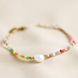 Gold Stainless Steel Rainbow Bead and Freshwater Pearl Bracelet