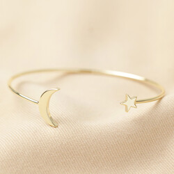 Gold Moon and Star Torque Bangle