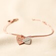 Mixed Metal Personalised Double Wide Heart Charm Valentine's Bracelet