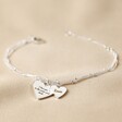 Silver Personalised Double Wide Heart Charm Valentine's Bracelet
