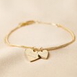 Gold Personalised Double Wide Heart Charm Valentine's Bracelet