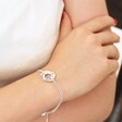 Ladies' Personalised Sterling Silver Russian Ring Bracelet on Model